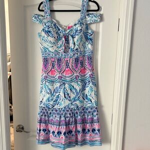 🌺NWT Lilly Pulitzer Blue and Pink Patterned Midi Dress